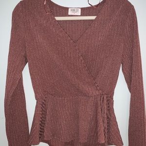 Sienna in the Sky wrap front shirt